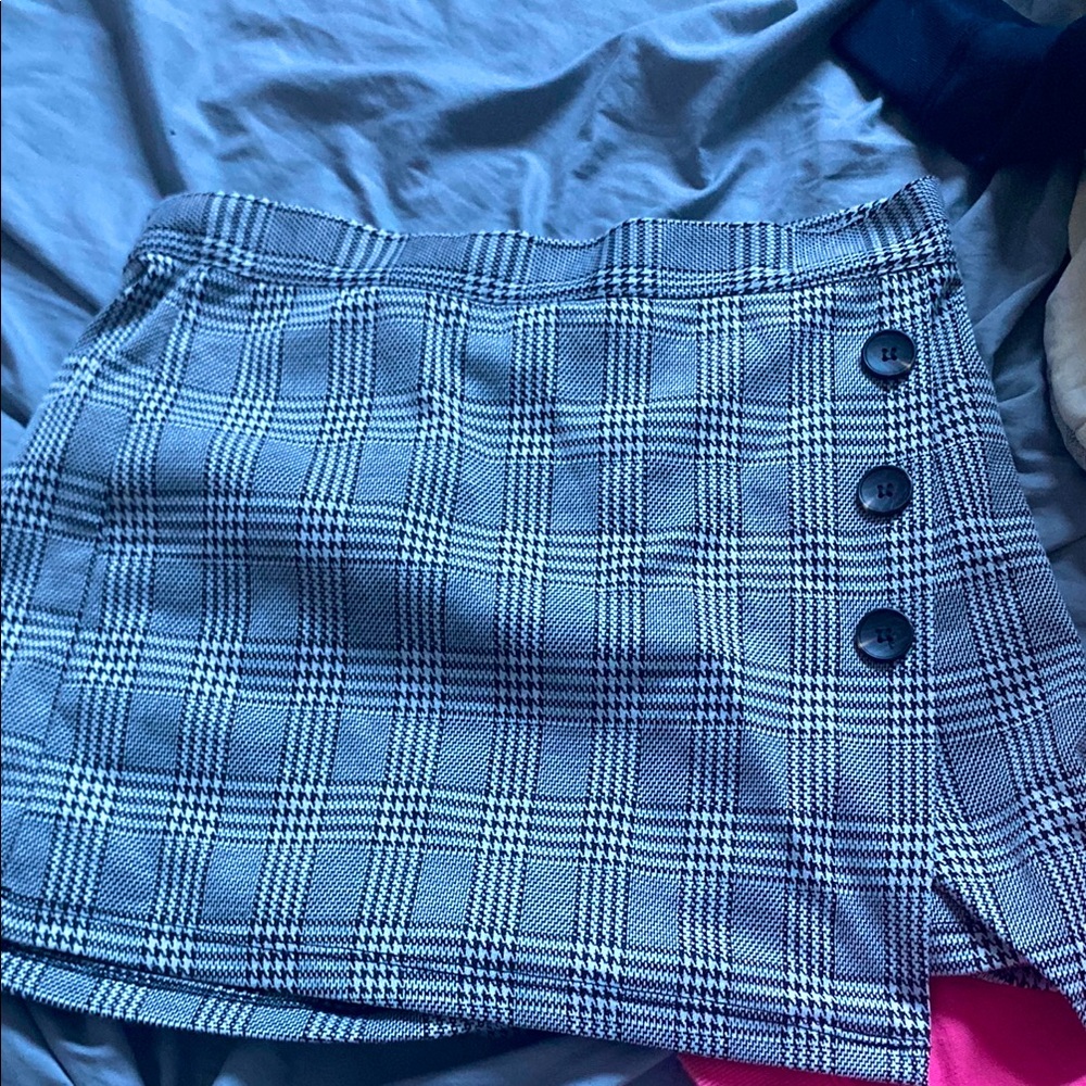 Altar'd State Blue and White Asymmetrical Pencil Mini Skirt